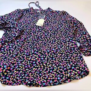 JODIFL Feminine Black Print Blouse